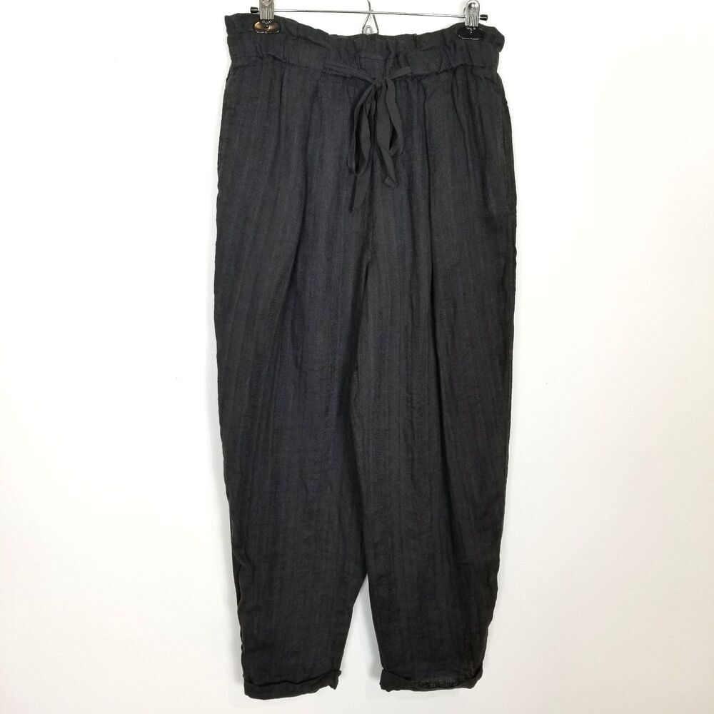 Free People Women Linen Only Over You Pants Sz S Gray Drawstring Waist Boho‎